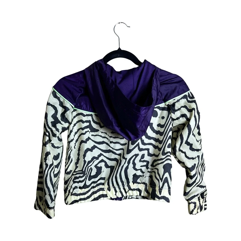 Nike Kids Small Purple Zebra Print Windrunner Hooded Jacket
